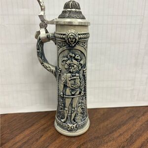 Vintage Ceramic Beer Stein with Knight Design